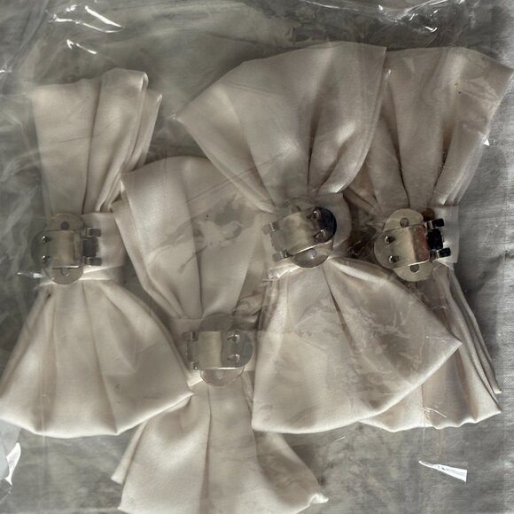 Set of 4 Satin Bow Hair Clips Ivory White Bridal Accessories - Picture 2 of 4